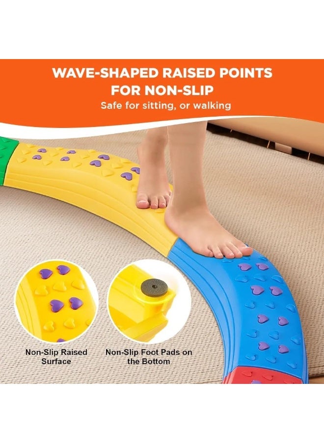abley's Therapeutic Balance Beam Set, Rainbow Colors, Indoor Sensory Play Equipment, Multi-Section Curved Walking Path for Kids Development, Set of 8 - Image 4